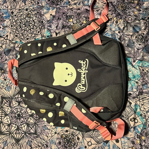 pink white gold cat backpack - Picture 2 of 3